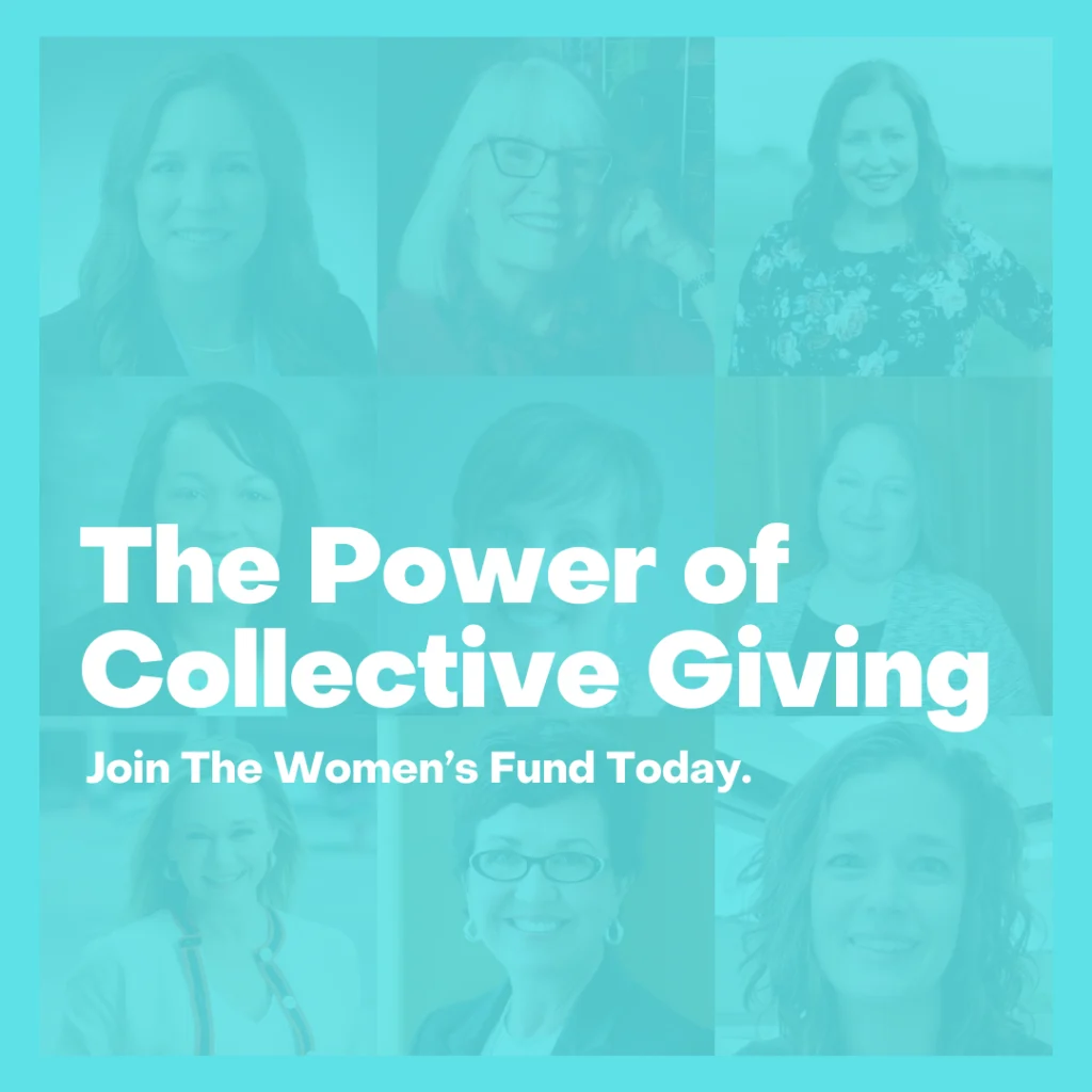 Collage of women promoting collective giving, highlighting a women’s collective giving group in Topeka.