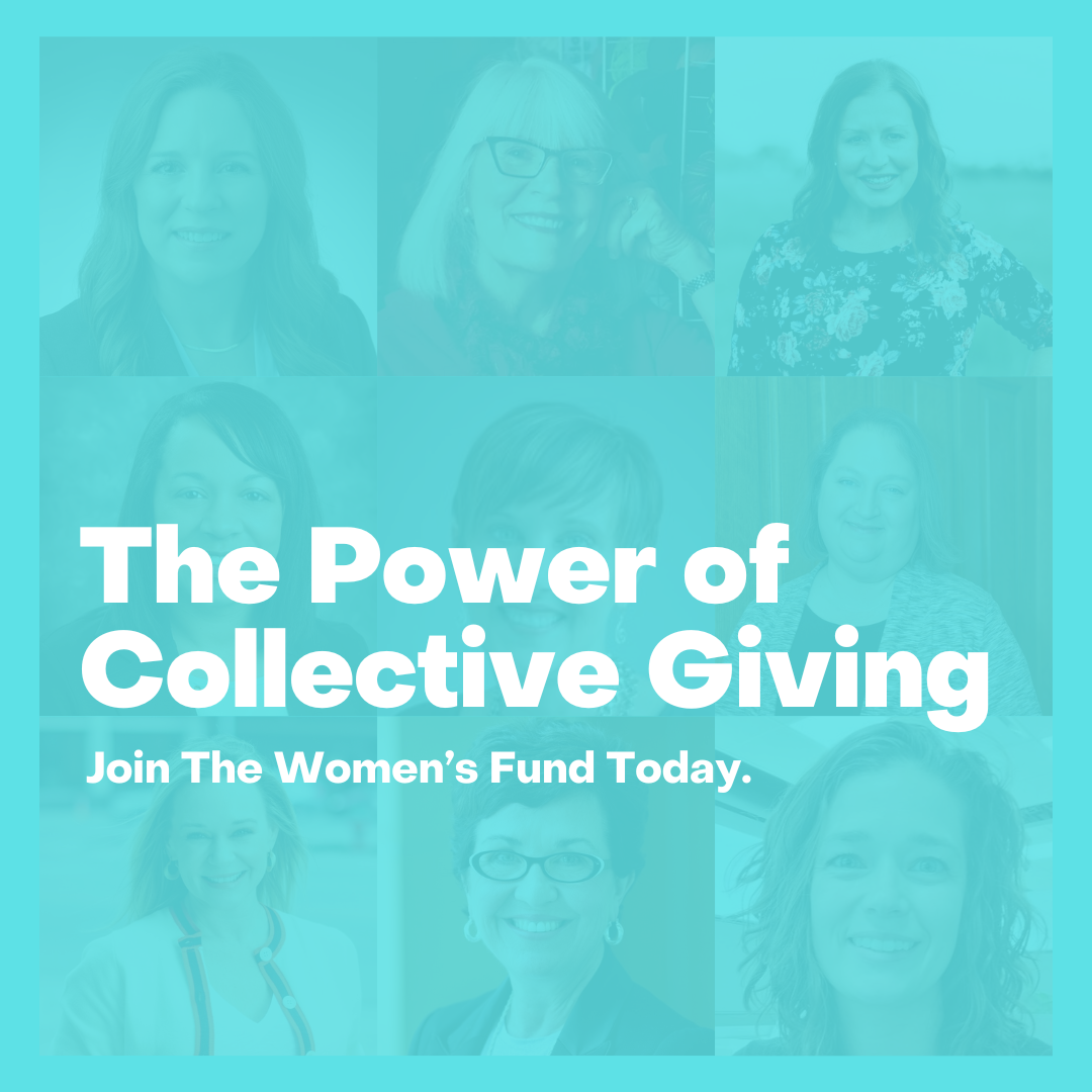 Collage of women promoting collective giving, highlighting a women’s collective giving group in Topeka.