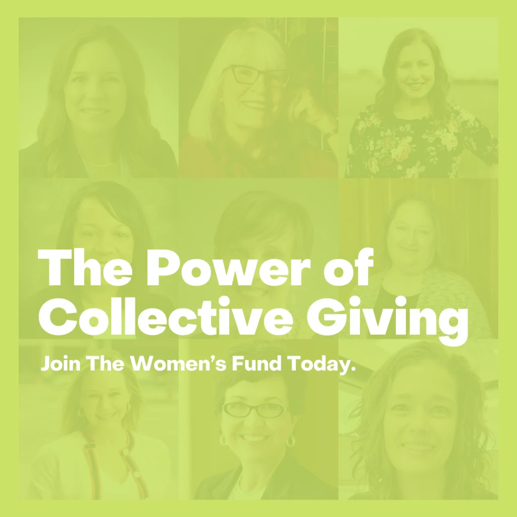 Collage of women promoting collective giving, highlighting a women’s collective giving group in Topeka.