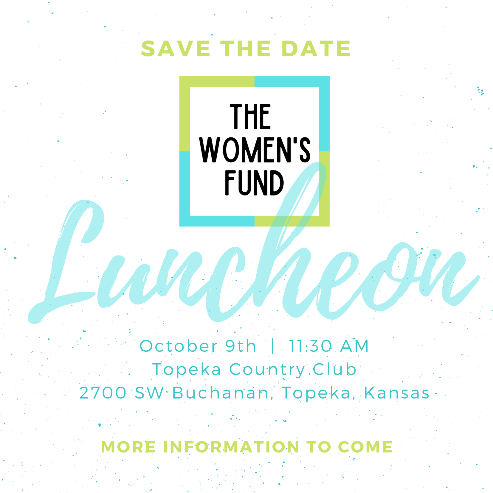 Event flyer for The Women’s Fund luncheon, showcasing women’s philanthropy in Topeka.