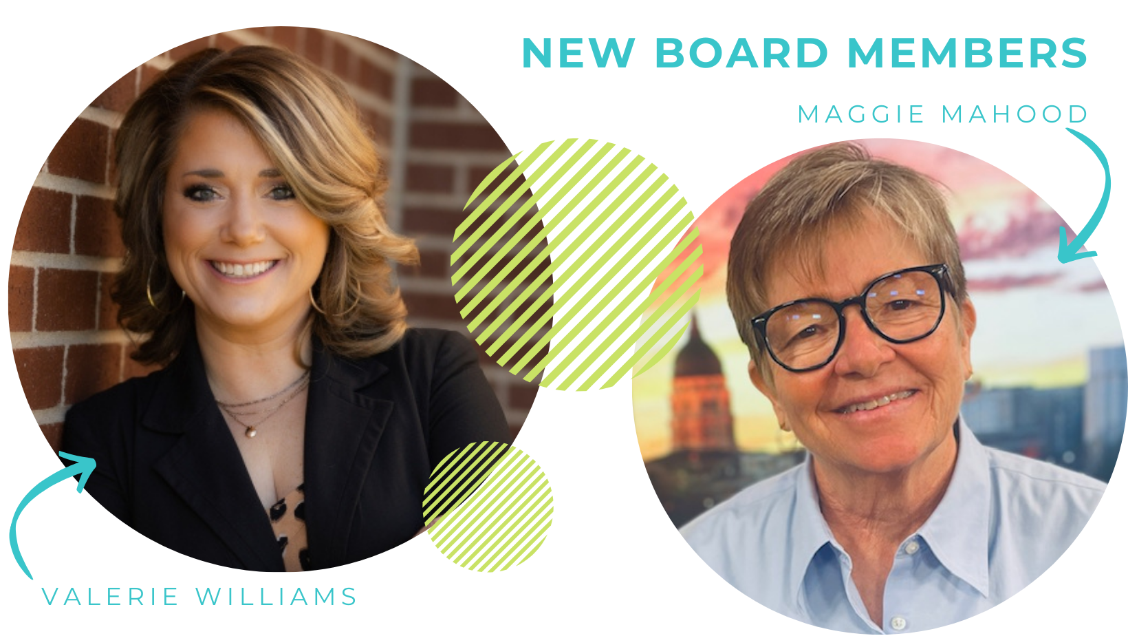Announcement of new board members Valerie Williams and Maggie Mahood, supporting women-led philanthropy Topeka KS.