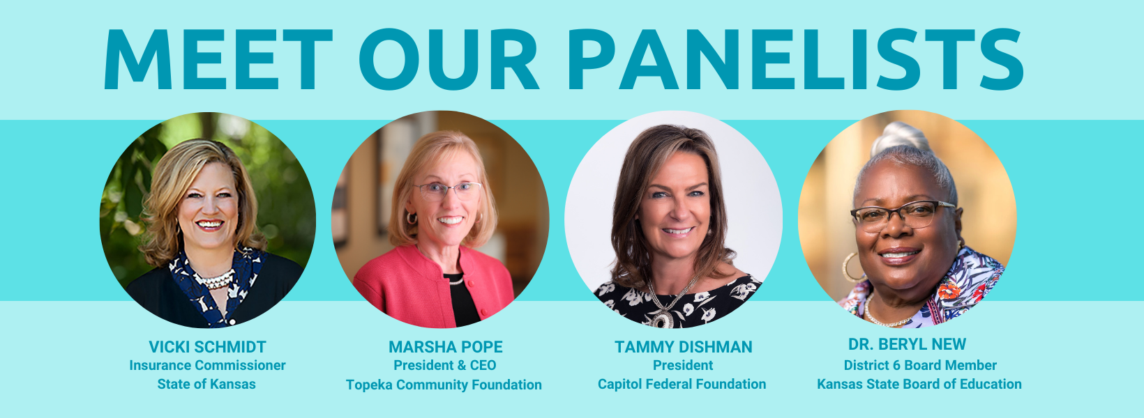 Panelist introduction graphic featuring Kansas leaders, highlighting women’s collective giving group engagement.
